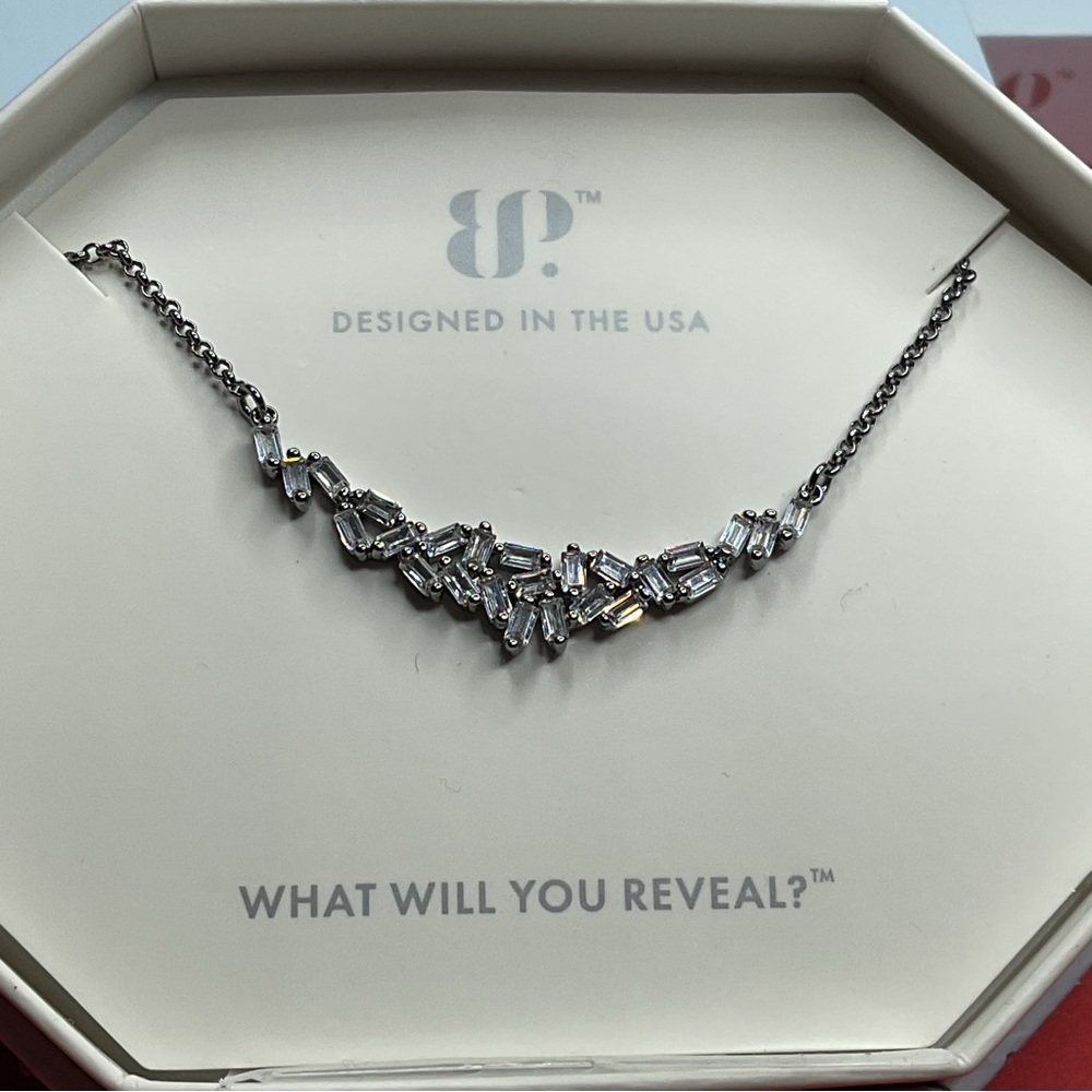 Bomb Party Necklace RBP4900 “The Layla Necklace” Cubic Zirconia on Hematite NWT